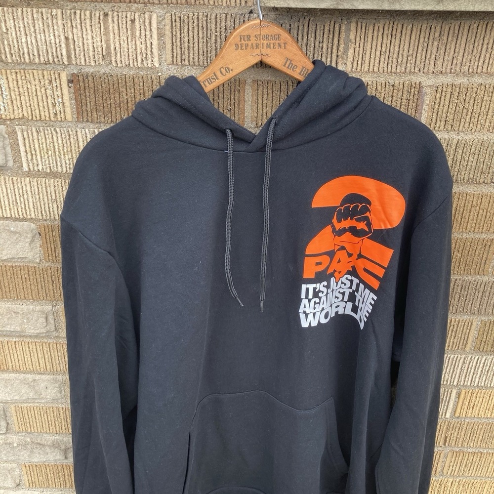 2Pac Me Against The World Black/Orange Men's‎ Medium Hoodie Tupac Shakur Rap NWD